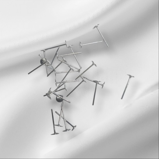 Серьги-гвоздики (основа) площадка 5мм цв. серебро, цена за 20 шт